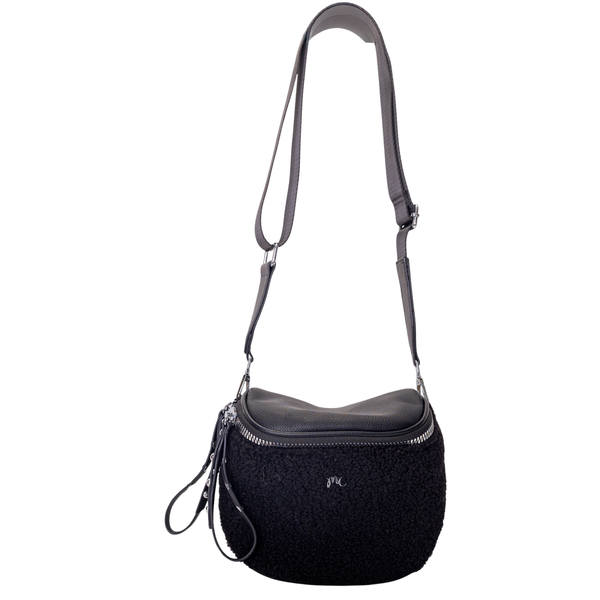 Elyanna - Sac Bandoulière Sherpa Noir||Elyanna - Black Sherpa Crossbody Bag