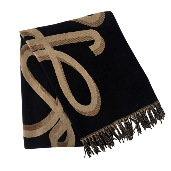 Helia - foulard noir et marron||Helia- foulard noir et camel