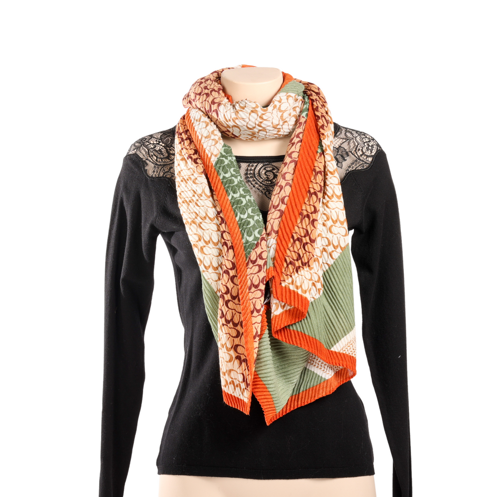 Leila - foulard orange et olive||Leila -orange and olive scarf