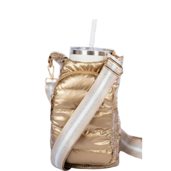 Mira - sac pour bouteille en or||Mira - gold bottle holder bag