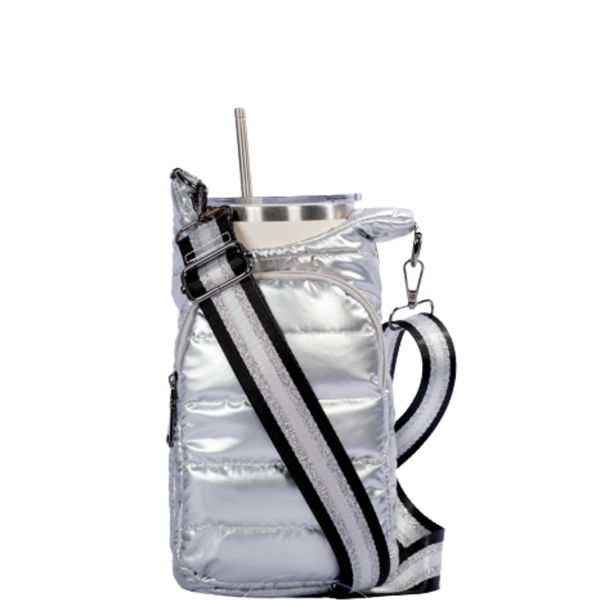 Mira - sac pour bouteille en argent||Mira - silver bottle holder bag