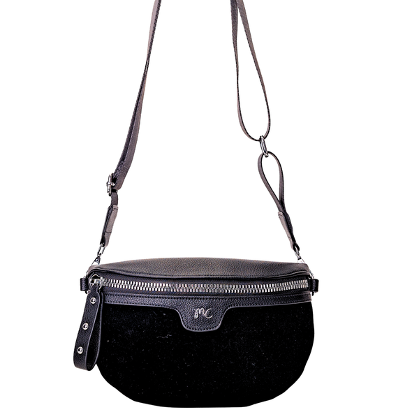 Priscilla - Simili suède sac bandoulière Noir||Priscilla - Black Faux suede crossbody bag