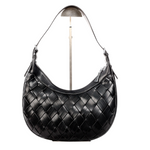 Valentina noir - Sac à poignée demi-lune||Valentina noir - Crescent top handle bag