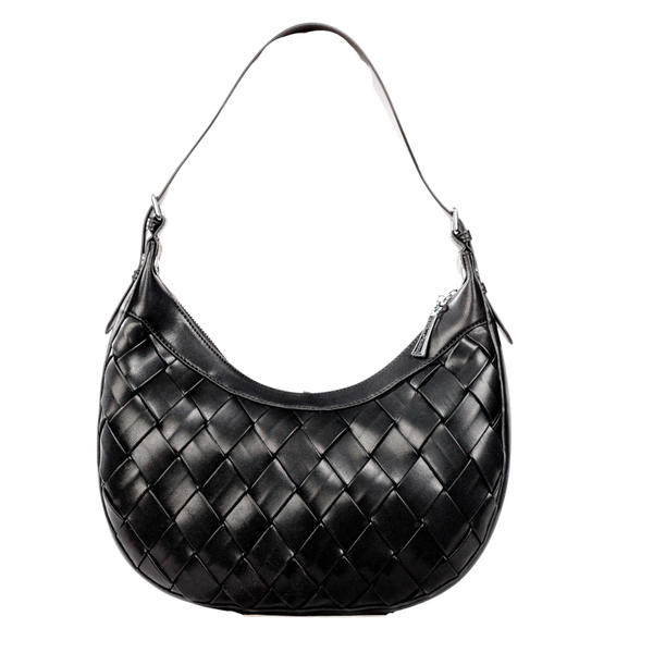 Valentina noir - Sac à poignée demi-lune||Valentina noir - Crescent top handle bag