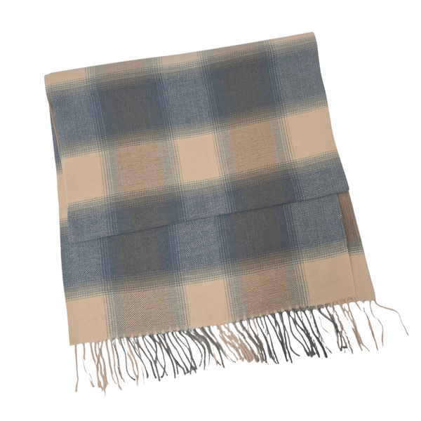 Penelope - Foulard carreaux pastel bleu||Penelope - Blue soft plaid scarf