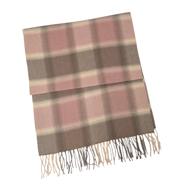 Penelope - Foulard carreaux pastel rose||Penelope - Pink soft plaid scarf