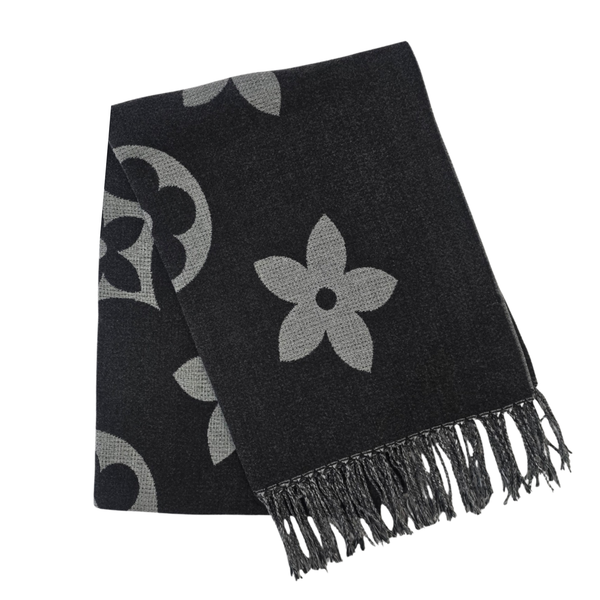 Celeste - Foulard noir avec motif de fleurs||Celeste - Black with flower pattern scarf